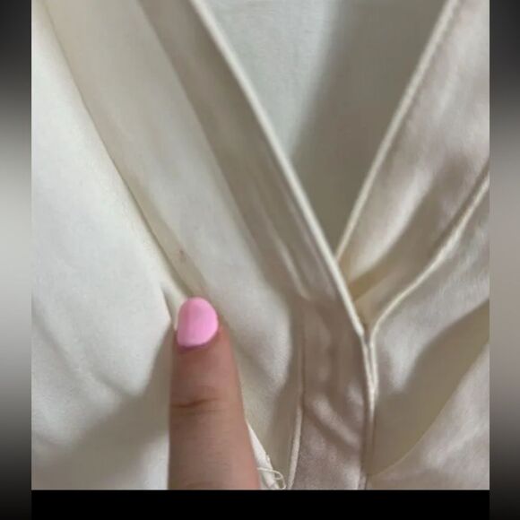 ALC 100% Silk Off White Blouse Made in USA size L - Picture 3 of 10